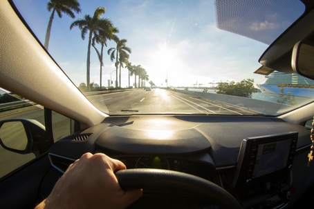 view from the dashboard on a Florida road