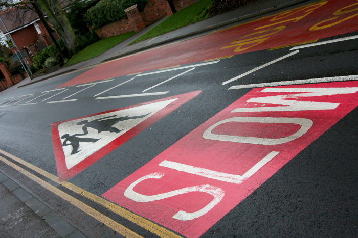 Road sign, slow