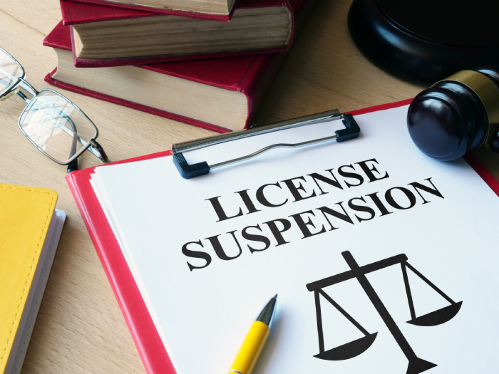 License Suspension is shown as business and legal concept