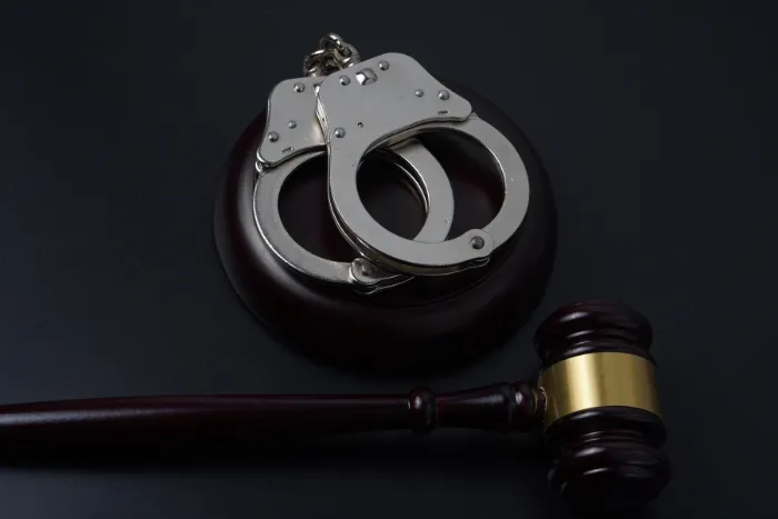 Law Conceptual : Gavel and Handcuffs