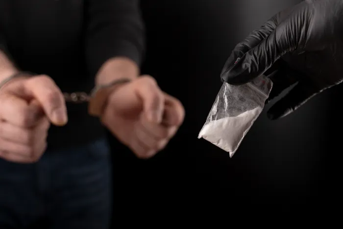 Police detention drug courier. A police officer finds drugs during the search of drug dealers.